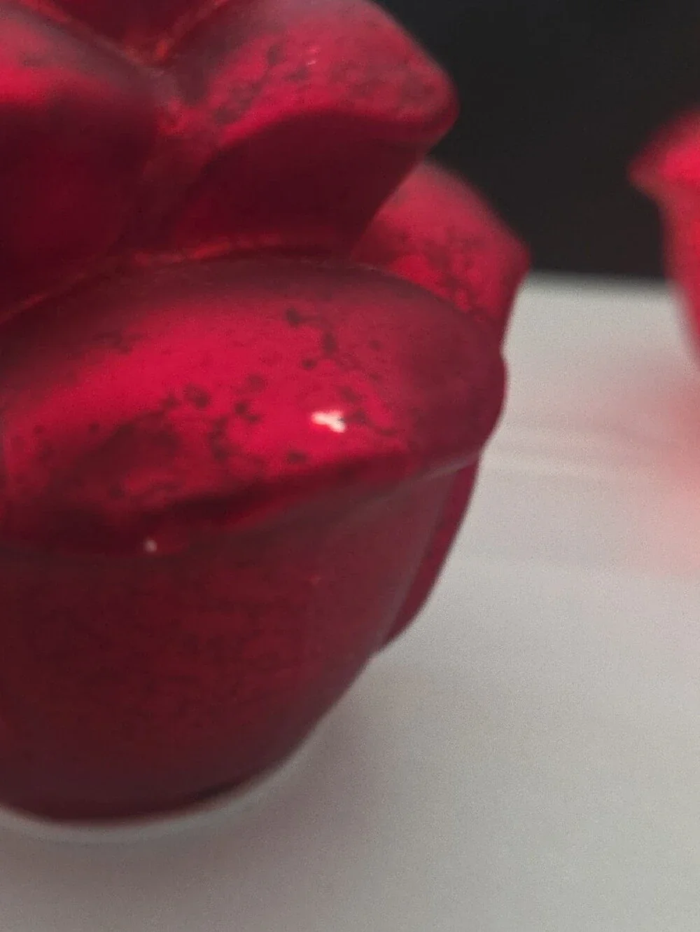 Red Glass Rose Votive Candle Holders - Set of 3